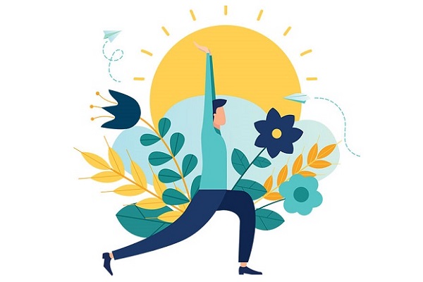 Illustration of a man in a yoga pose